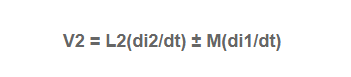 For the secondary inductor ‘L2’, the induced voltage ‘V2’