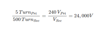  If the primary voltage is 240 volts, then the secondary voltage