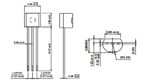 2N5551 Transistor Package Dimensions