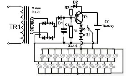 Emergency Light Circuit using 6v Battery