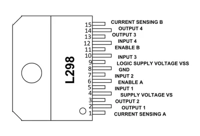 L298 Motor Driver IC Pin Configuration