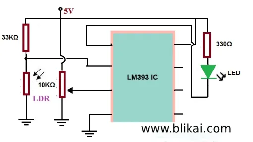 LM393 IC-based Night Light Circuit