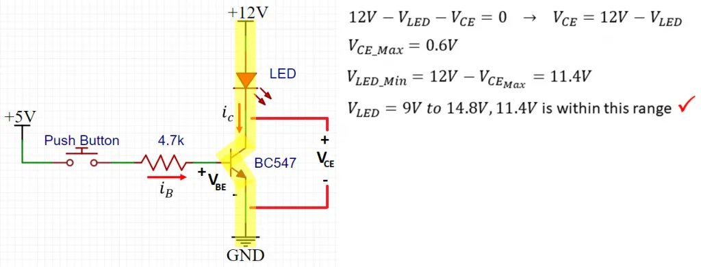 The circuit of BC 547 npn